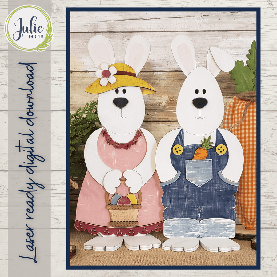 Julie Did It Studios Mama and Papa Bunny Shelf Sitter