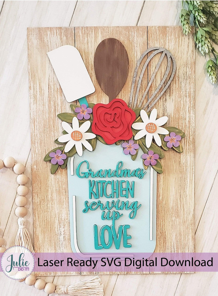 Julie Did It Studios Mason Jar Floral with Utensils