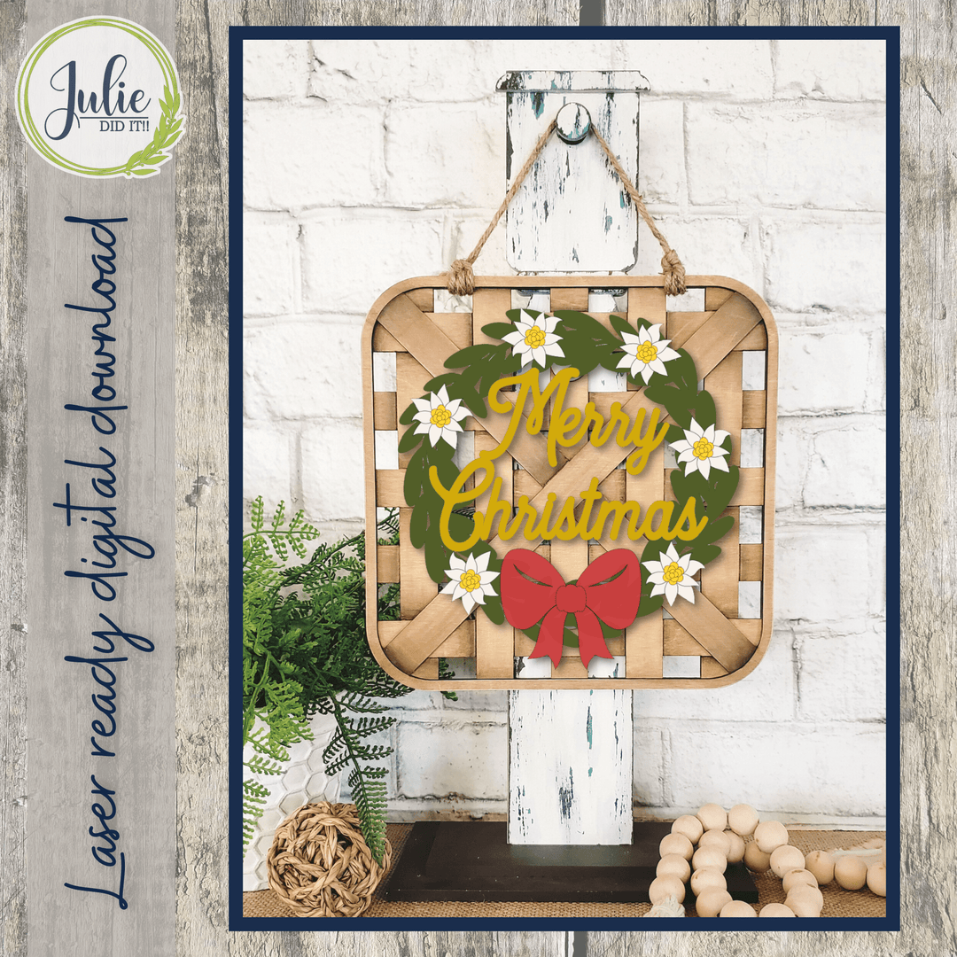 Julie Did It Studios Merry Christmas Wreath - May 2022 Design Subscription Bonus File!