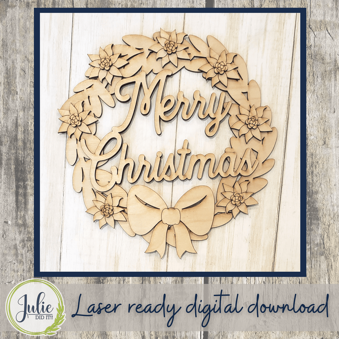 Julie Did It Studios Merry Christmas Wreath - May 2022 Design Subscription Bonus File!
