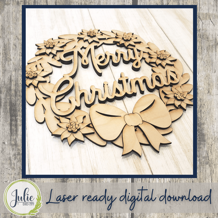 Julie Did It Studios Merry Christmas Wreath - May 2022 Design Subscription Bonus File!