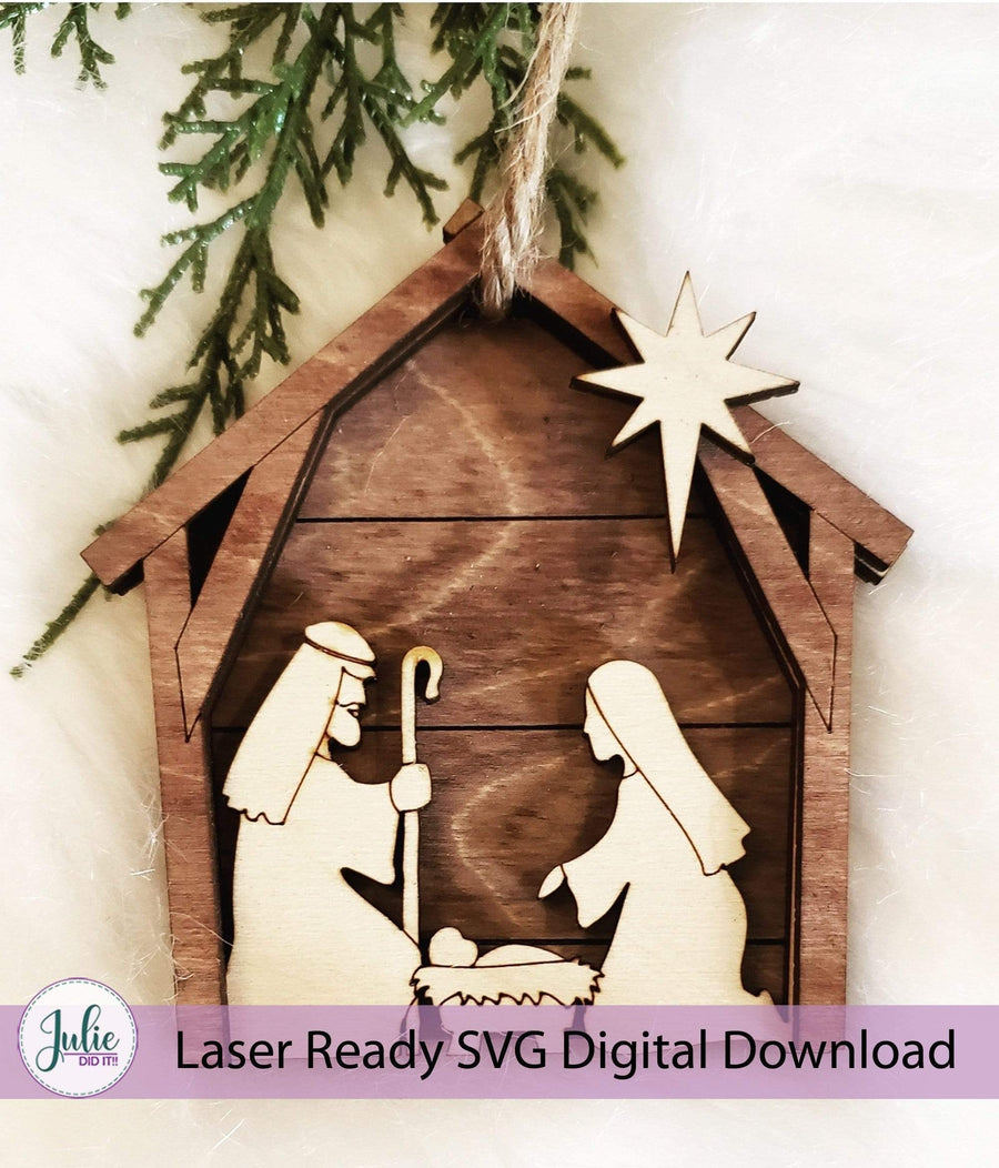 Julie Did It Studios ornament Rustic Nativity Ornament