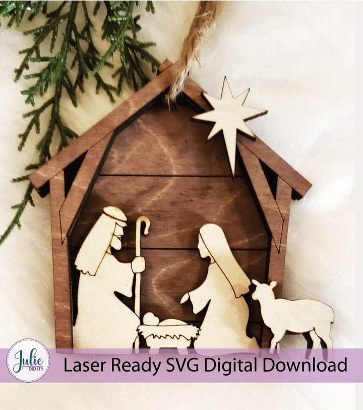 Julie Did It Studios ornament Rustic Nativity Ornament