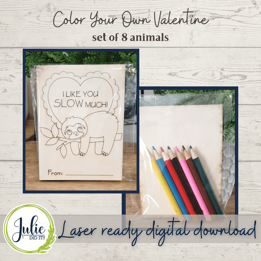 Julie Did It Studios ornaments Color Your Own Valentine - Animals