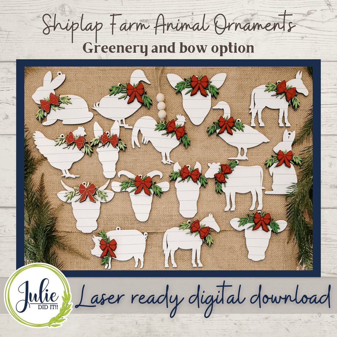 Julie Did It Studios ornaments Shiplap Farm Animal Ornament Bundle