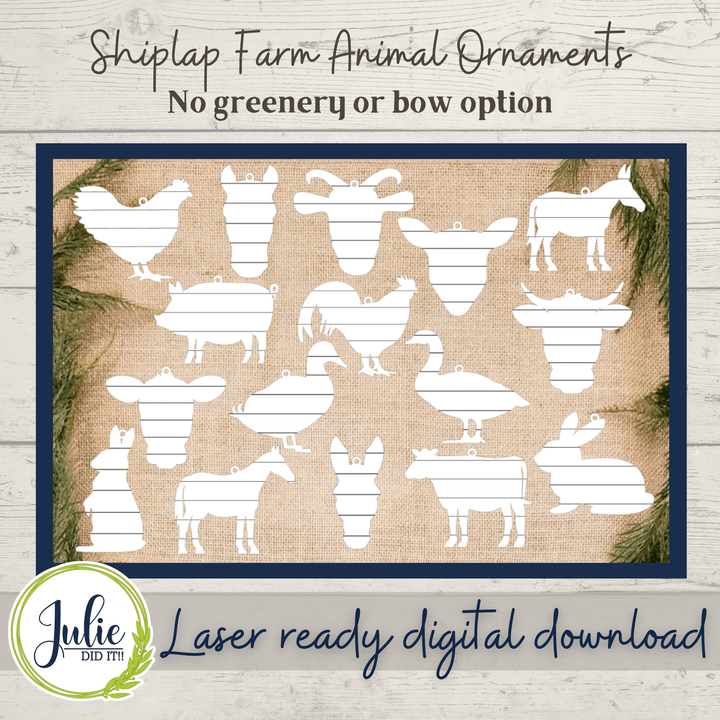 Julie Did It Studios ornaments Shiplap Farm Animal Ornament Bundle