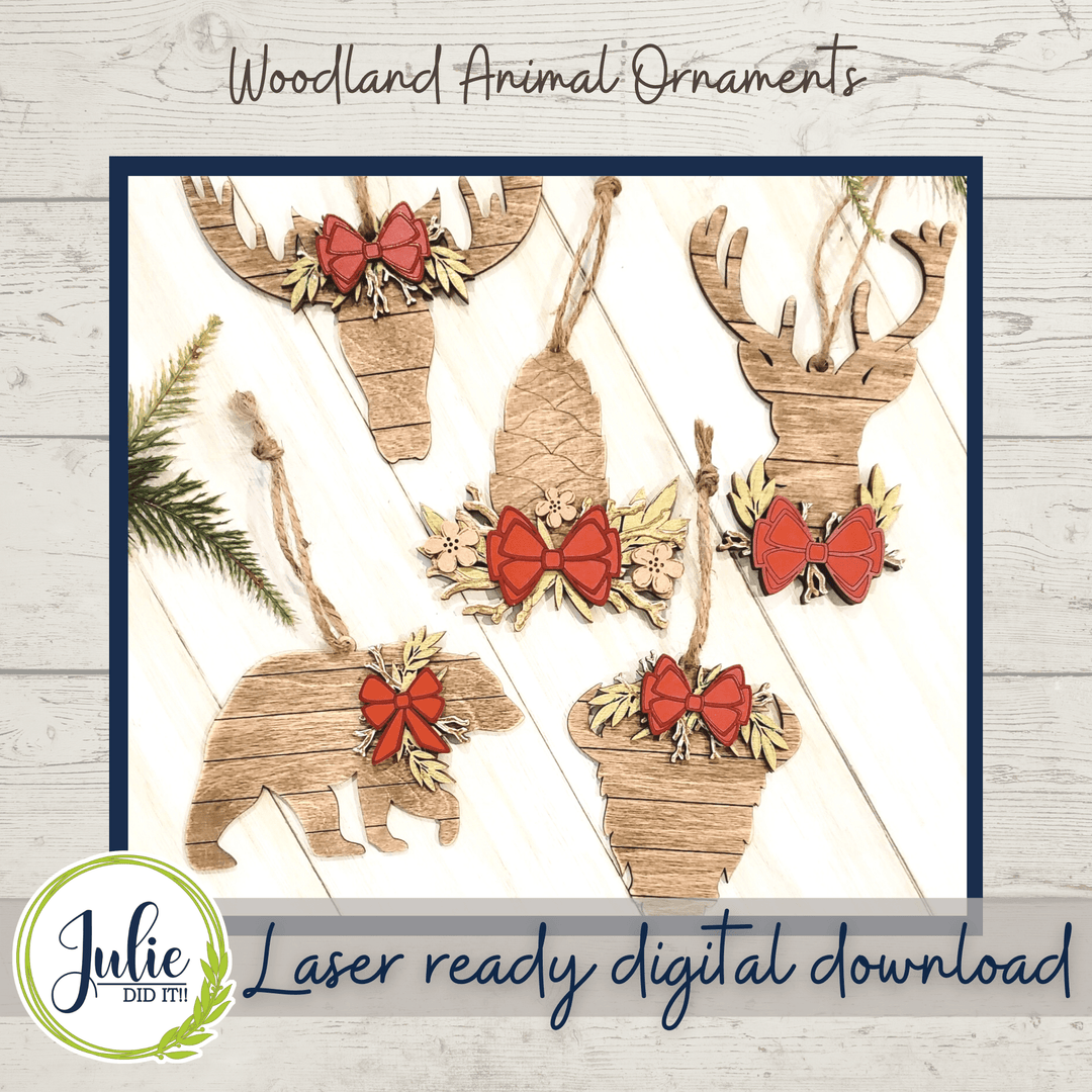Julie Did It Studios ornaments Woodland Shiplap Animal Ornament Collection