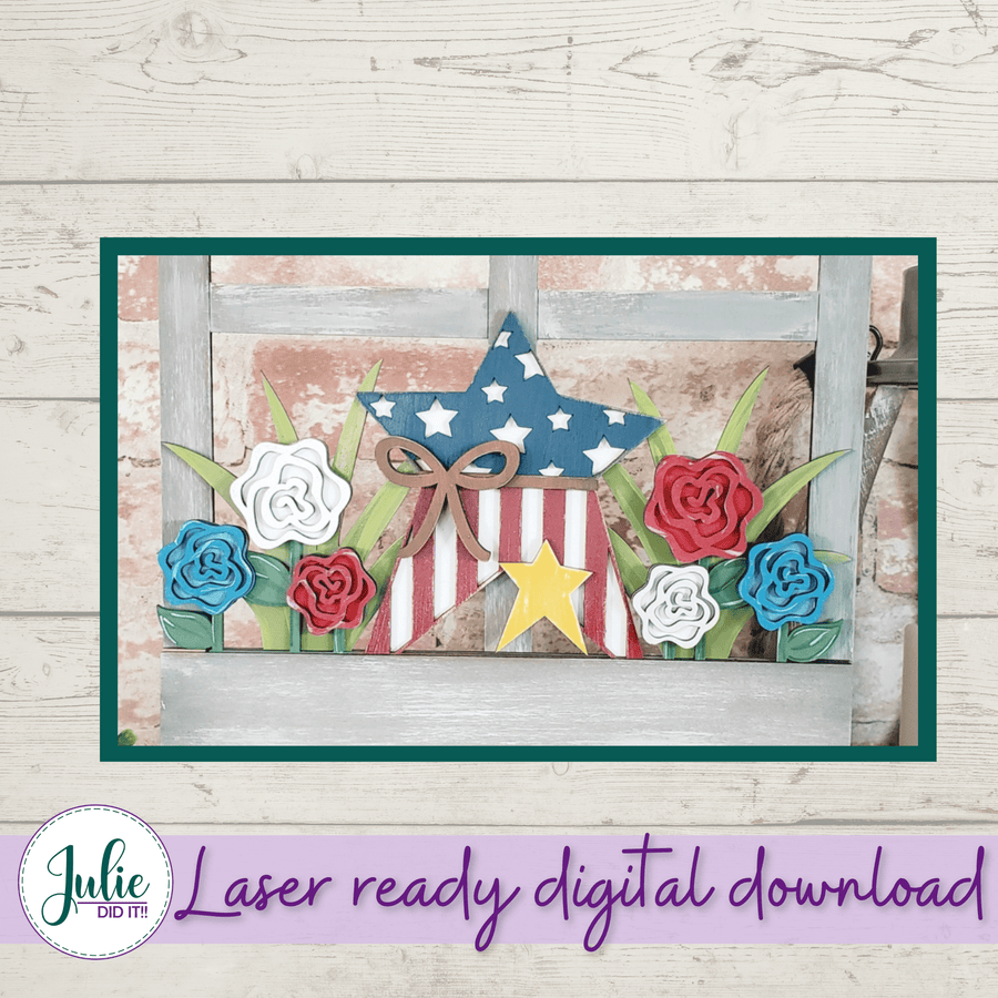 Julie Did It Studios Patriotic Star Window Box Insert