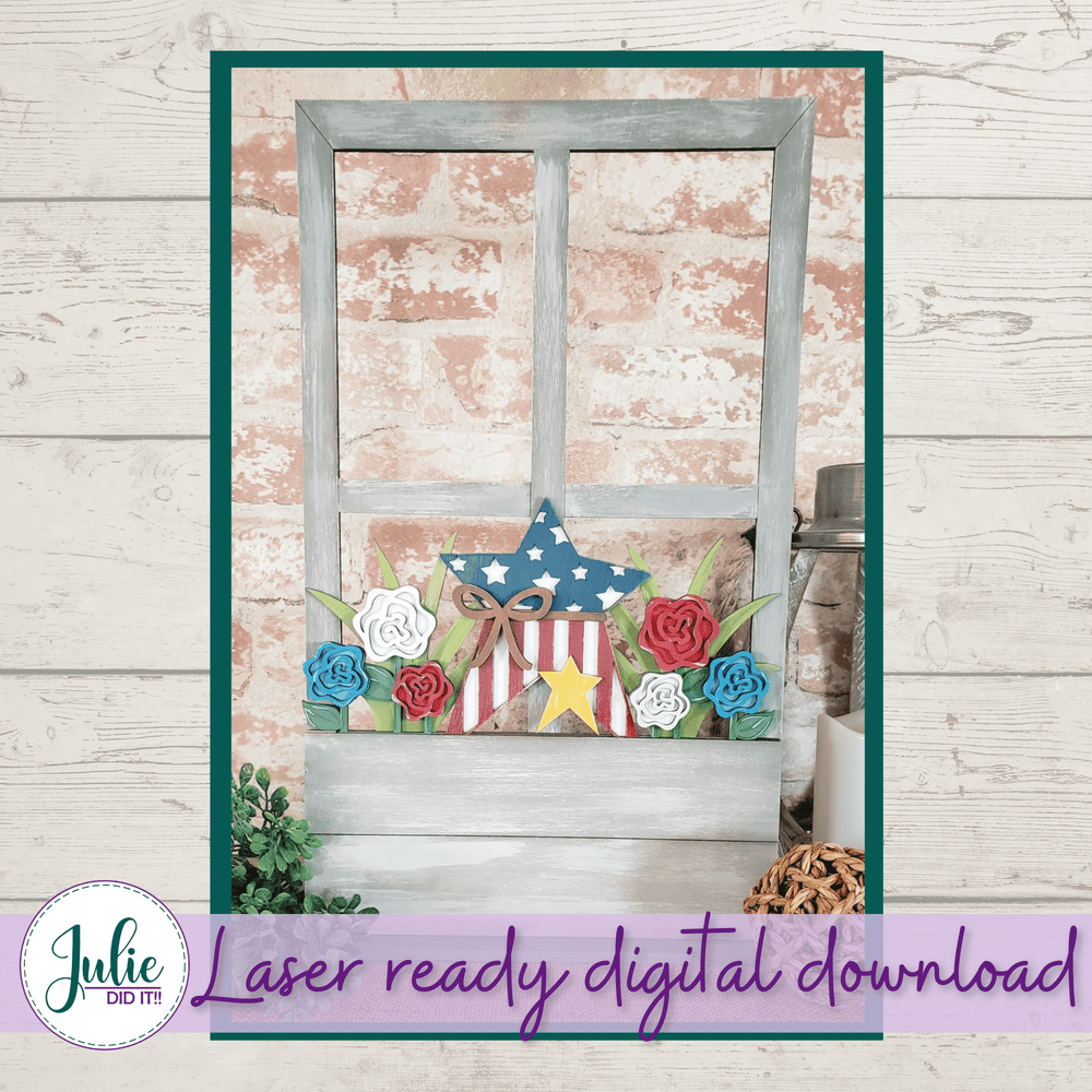 Julie Did It Studios Patriotic Star Window Box Insert