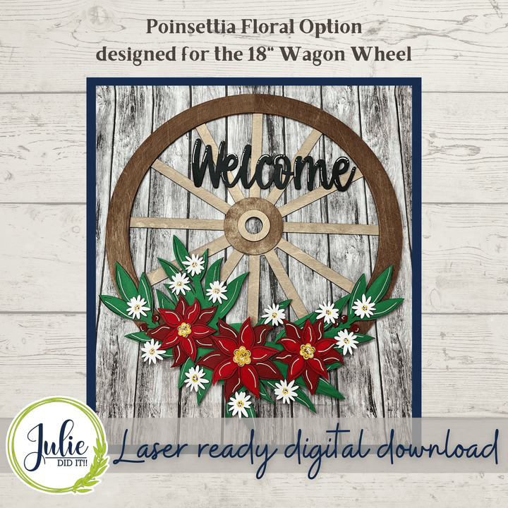Julie Did It Studios Poinsettia Floral Overlay for the Interchangeable Wagon Wheel