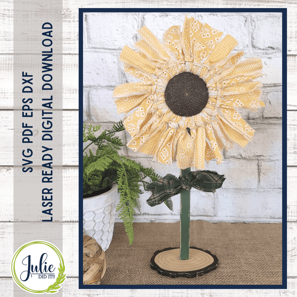 Julie Did It Studios Rag Tie Sunflower Trio Shelf Sitters