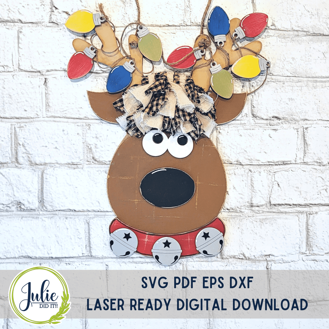 Julie Did It Studios Reindeer Rag Tie Door Hanger