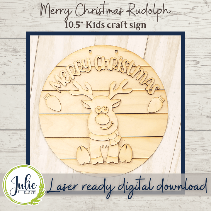 Julie Did It Studios Rudolph 10.5" Sign Kids Craft