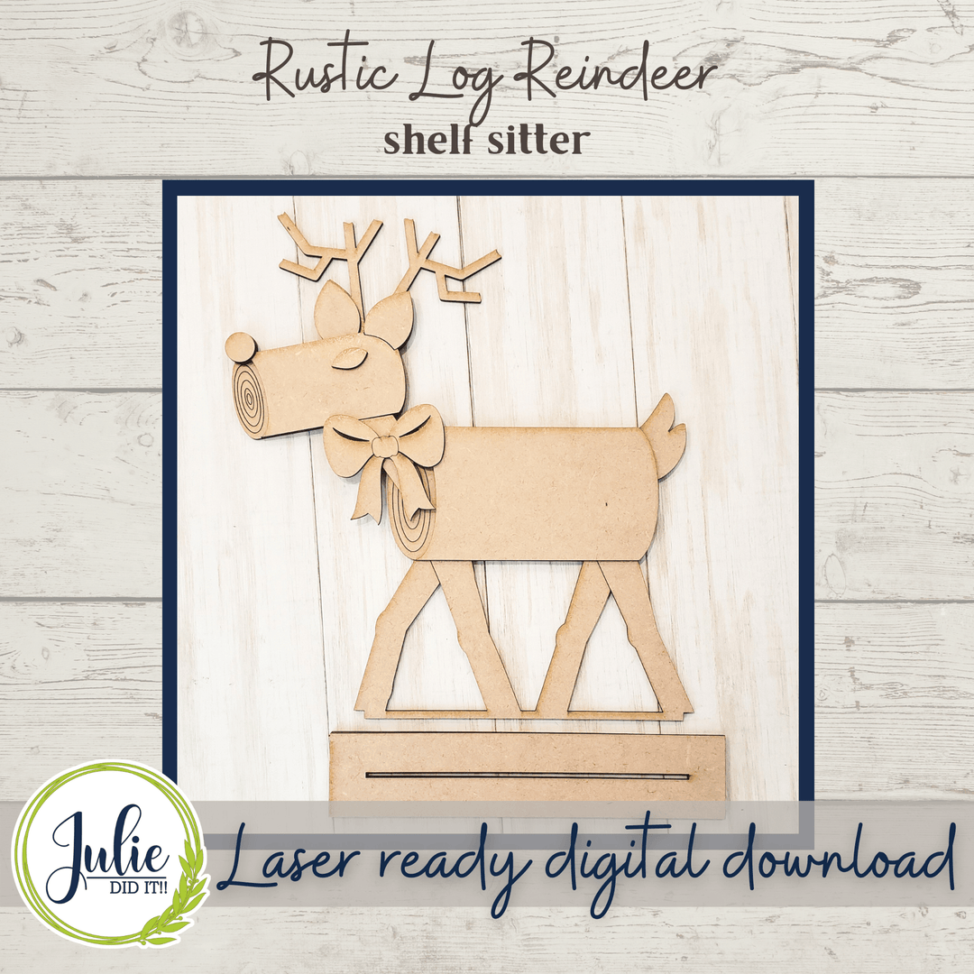 Julie Did It Studios Rustic Log Reindeer Shelf Sitter