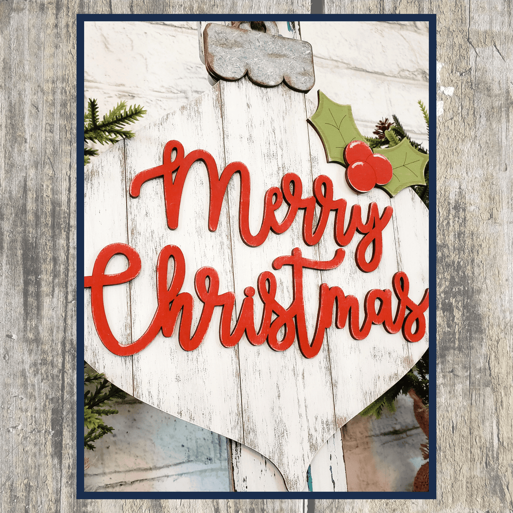 Julie Did It Studios Rustic Merry Christmas Ornament Sign
