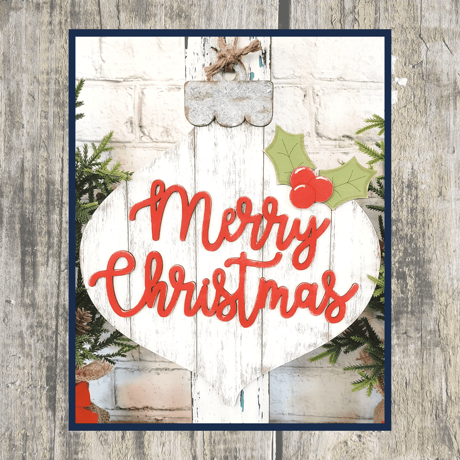 Julie Did It Studios Rustic Merry Christmas Ornament Sign