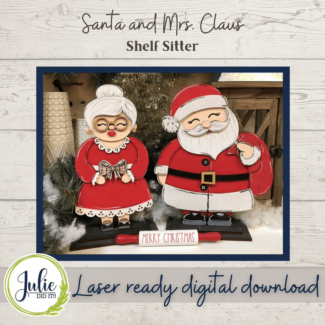 Julie Did It Studios Santa and Mrs. Clause Shelf Sitter Bundle