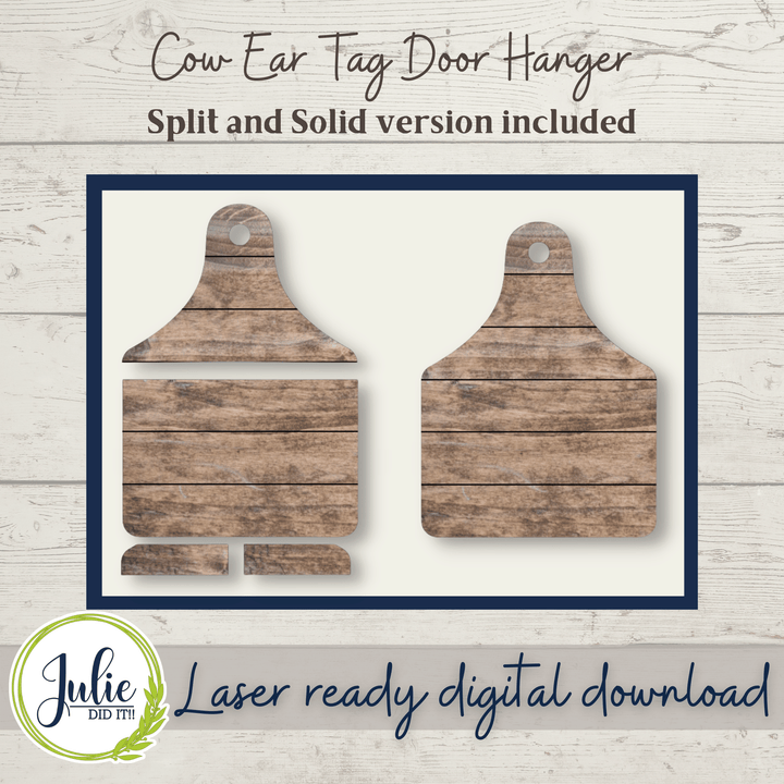 Julie Did It Studios Shiplap Shelf Sitter Cow Ear Tag Door Hanger