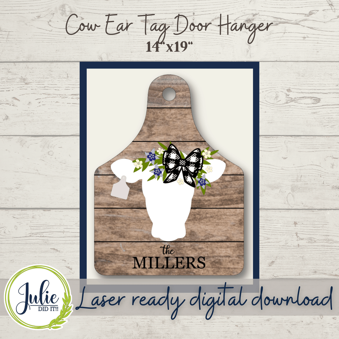 Julie Did It Studios Shiplap Shelf Sitter Cow Ear Tag Door Hanger