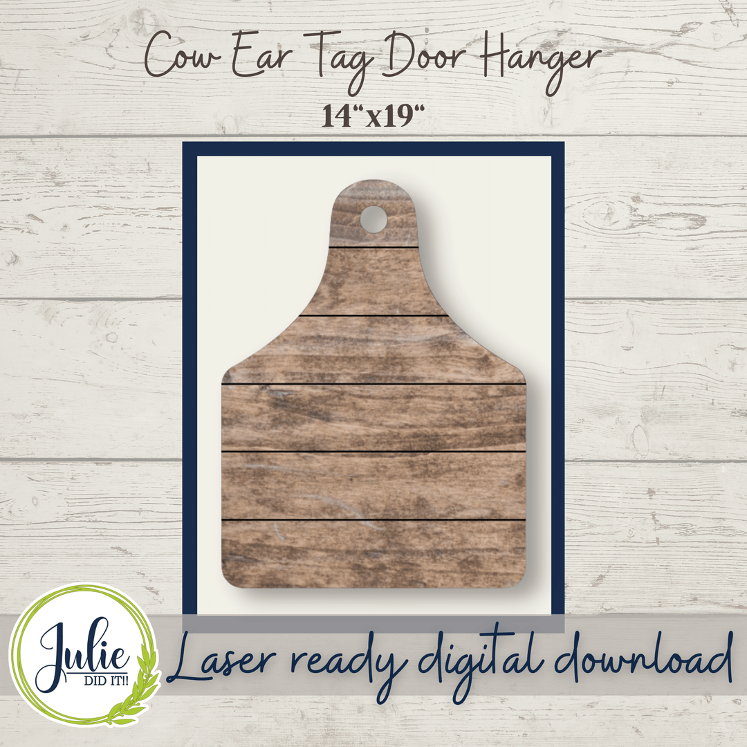 Julie Did It Studios Shiplap Shelf Sitter Cow Ear Tag Door Hanger