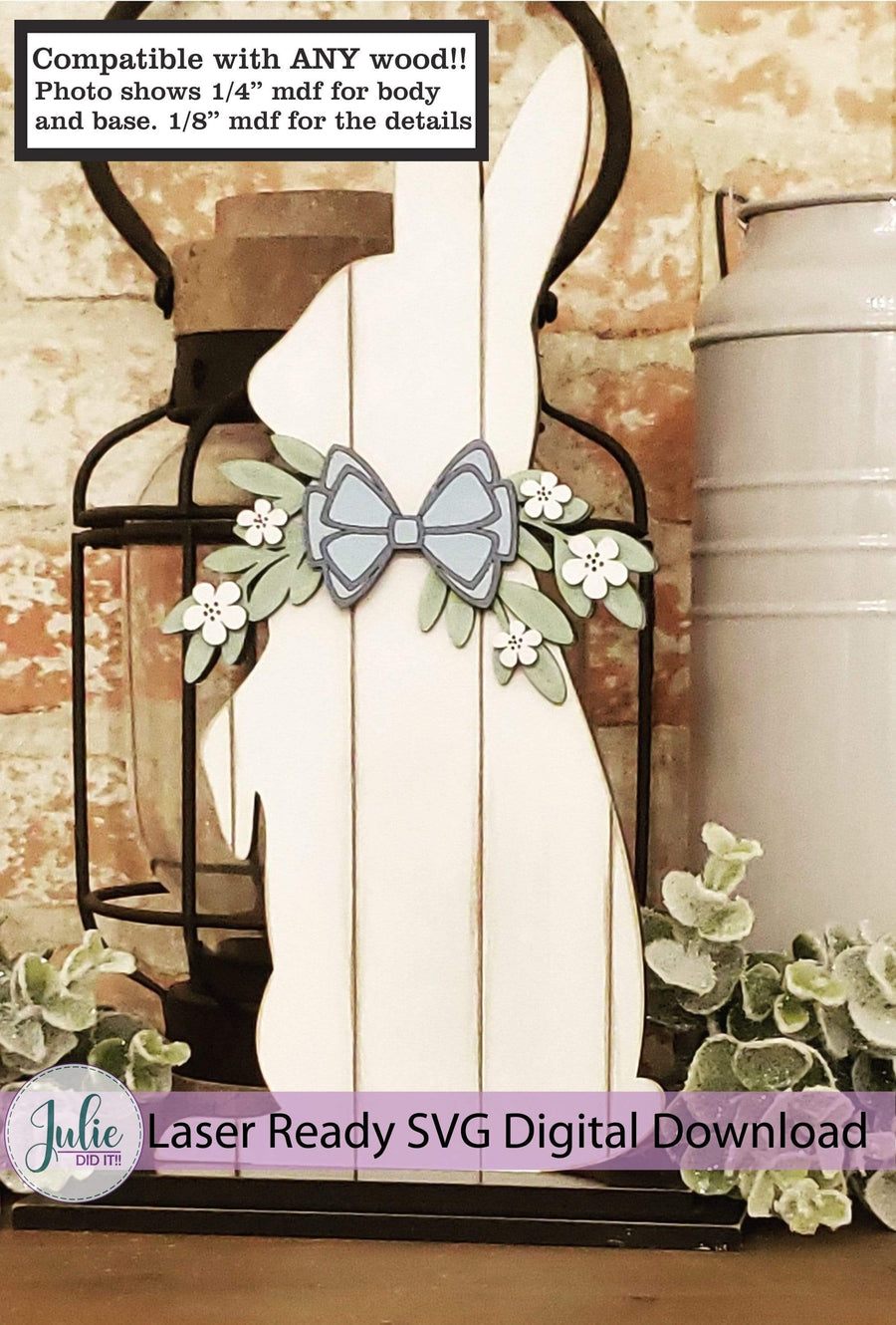Julie Did It Studios Shiplap Shelf Sitter Rabbit Standing Shiplap Shelf Sitter