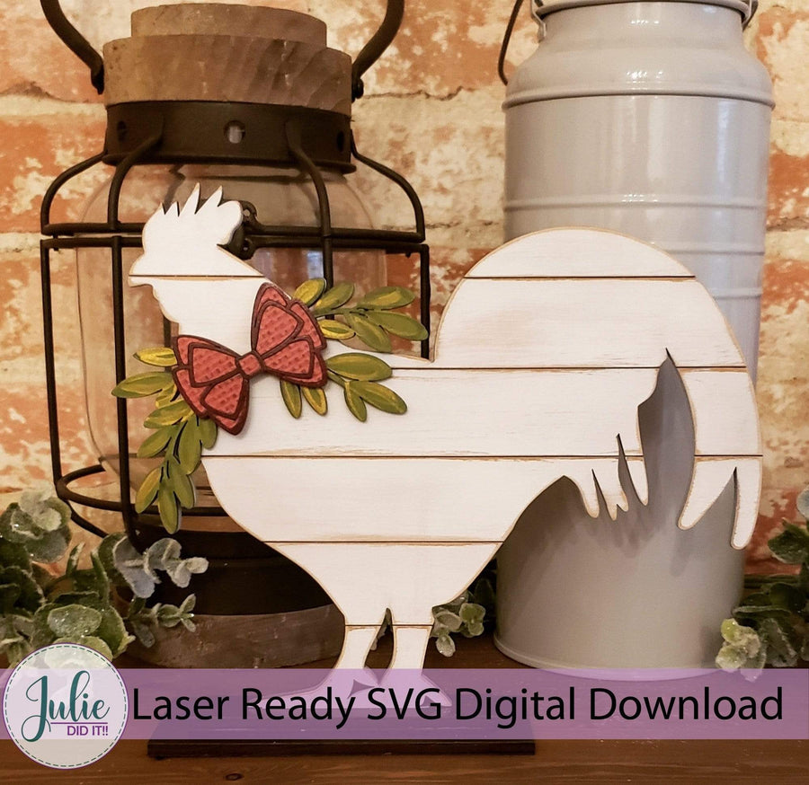 Julie Did It Studios Shiplap Shelf Sitter Rooster Shiplap Shelf Sitter