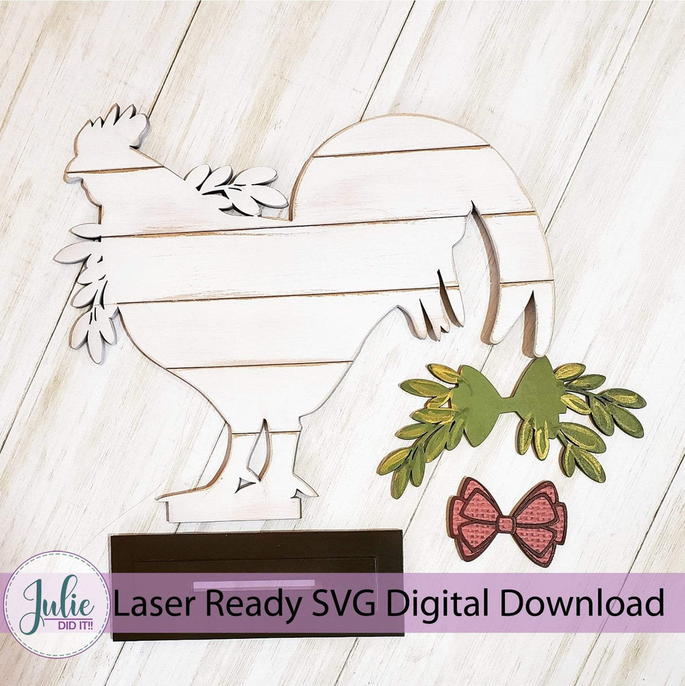 Julie Did It Studios Shiplap Shelf Sitter Rooster Shiplap Shelf Sitter