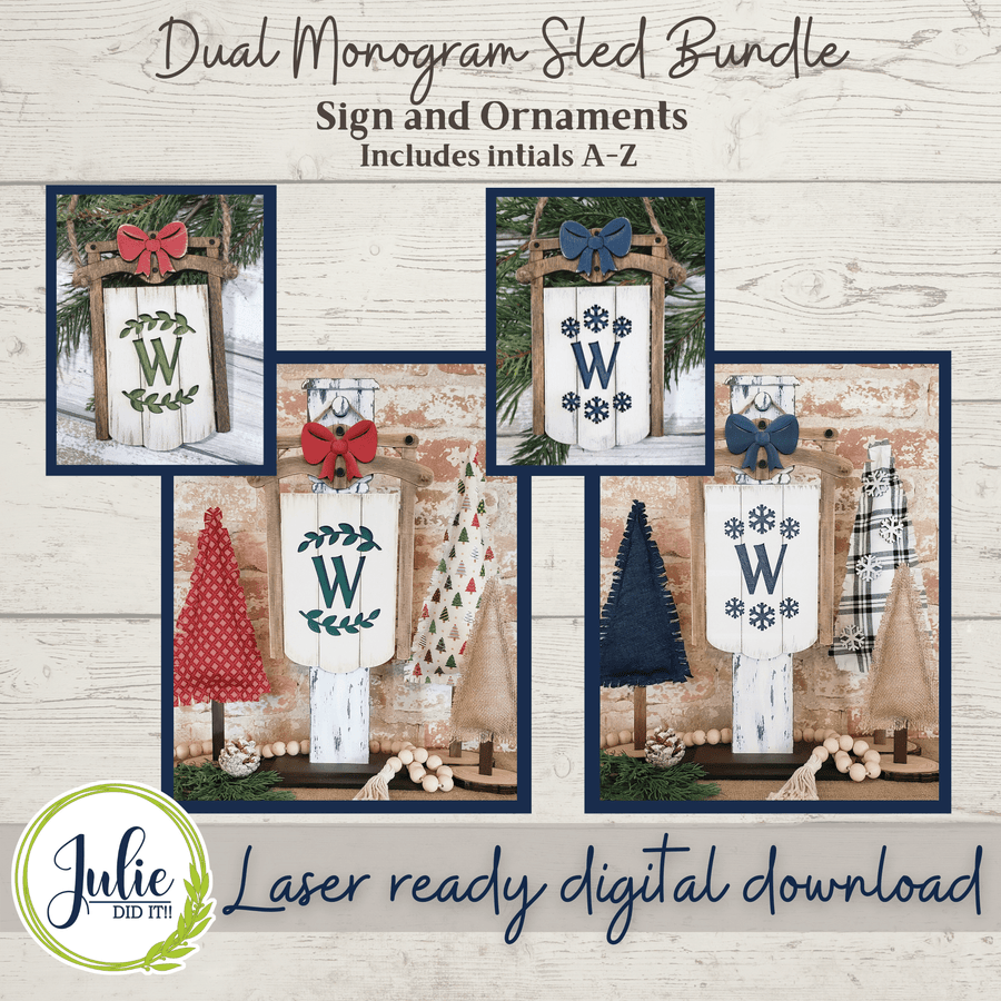 Julie Did It Studios Sign Dual Monogram Sled Bundle