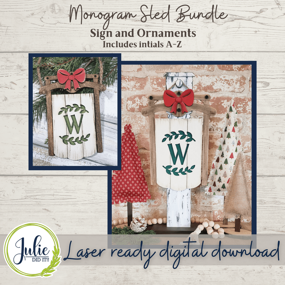 Julie Did It Studios Sign Dual Monogram Sled Bundle