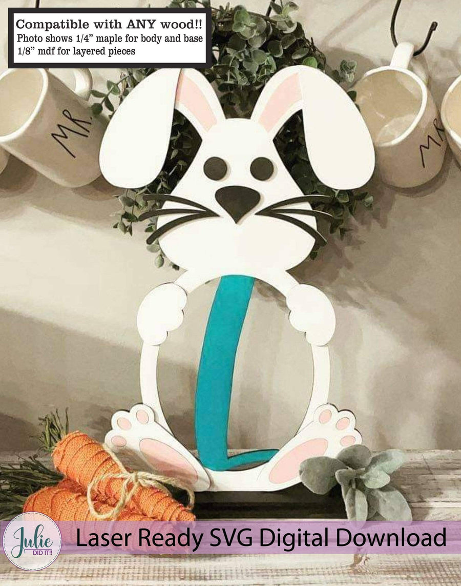 Julie Did It Studios Sign Monogram Bunny Shelf Sitter
