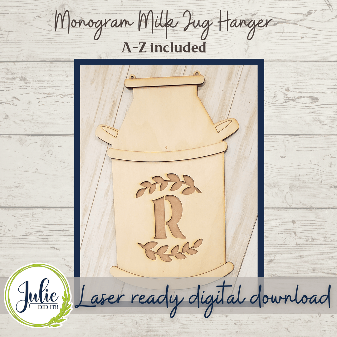 Julie Did It Studios Sign Monogram Milk Jug Door Hanger