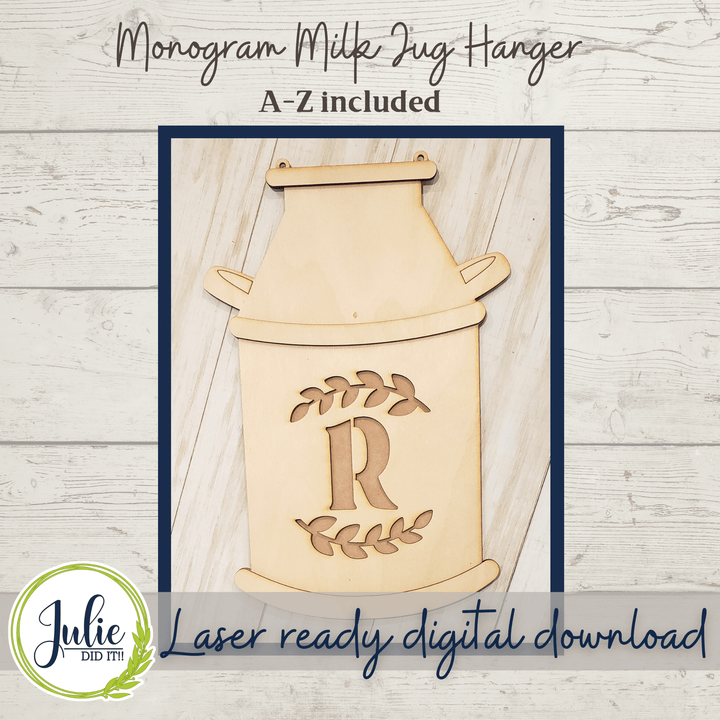 Julie Did It Studios Sign Monogram Milk Jug Door Hanger