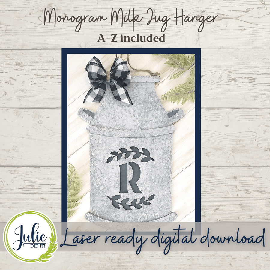 Julie Did It Studios Sign Monogram Milk Jug Door Hanger