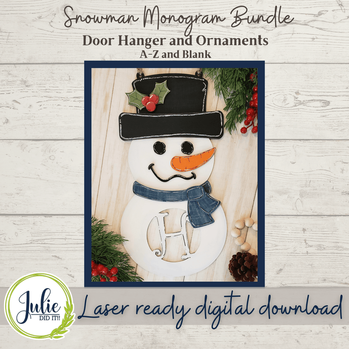 Julie Did It Studios Sign Monogram Snowman Bundle