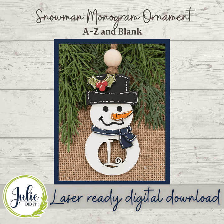 Julie Did It Studios Sign Monogram Snowman Ornaments