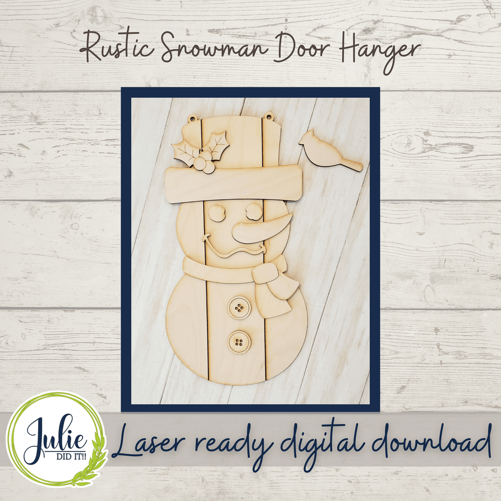 Julie Did It Studios Sign Rustic Snowman Door Hanger