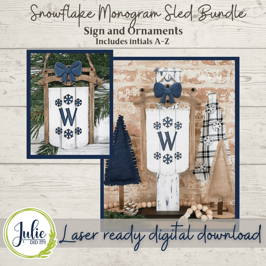 Julie Did It Studios Sign Snowflake Monogram Sled Bundle