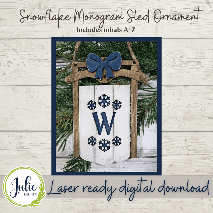 Julie Did It Studios Sign Snowflake Monogram Sled Bundle