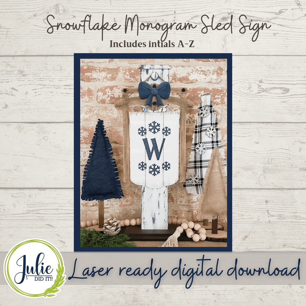 Julie Did It Studios Sign Snowflake Monogram Sled Bundle