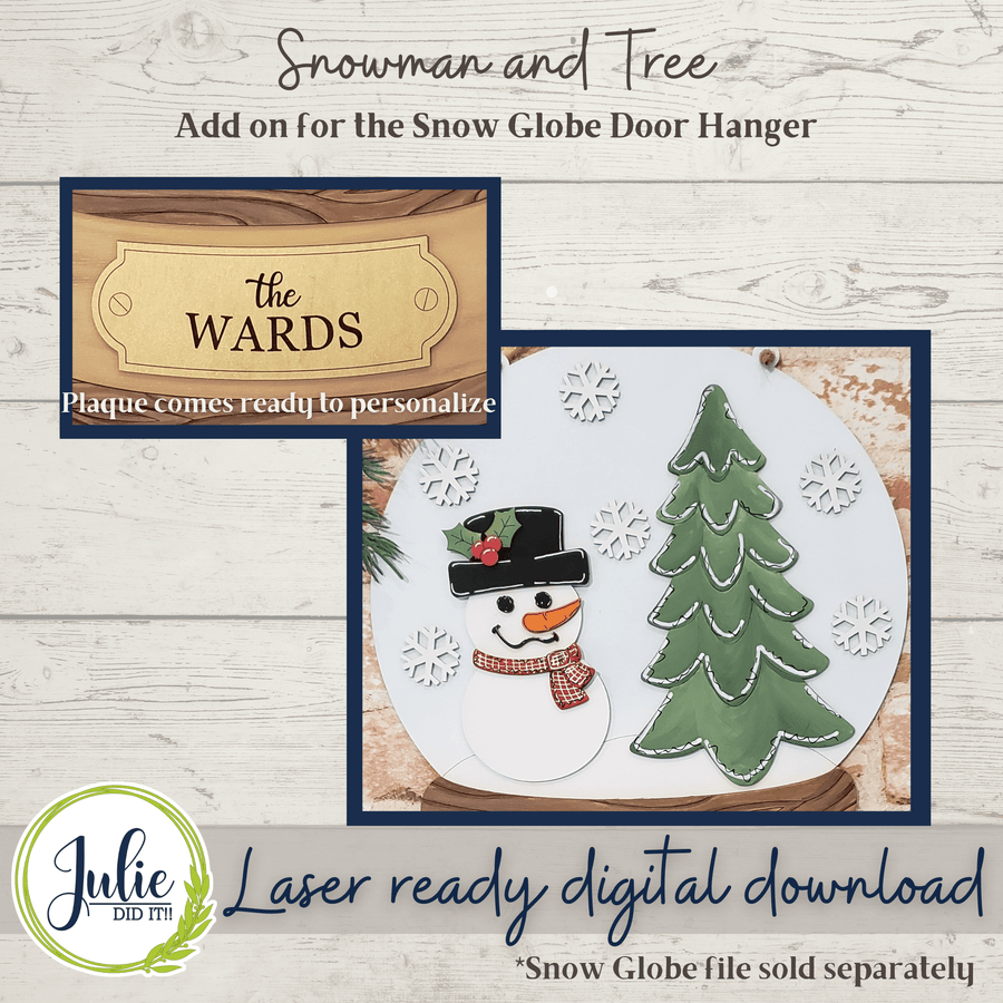 Julie Did It Studios Sign Snowman and Tree Snow Globe Add-on