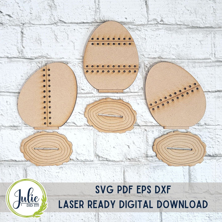 Julie Did It Studios Small Stitched Easter Egg Trio Shelf Sitters