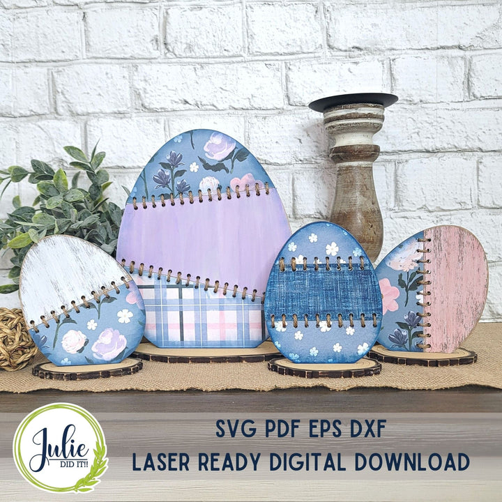 Julie Did It Studios Small Stitched Easter Egg Trio Shelf Sitters