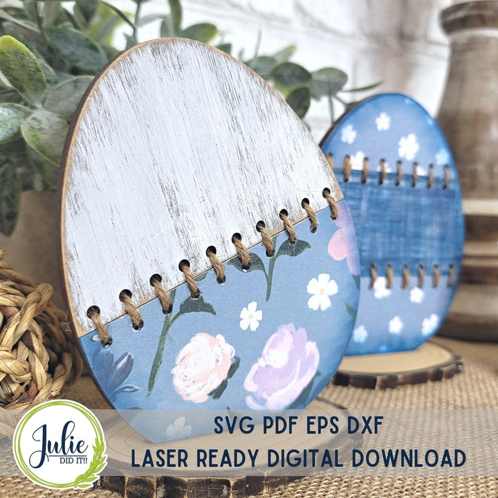 Julie Did It Studios Small Stitched Easter Egg Trio Shelf Sitters