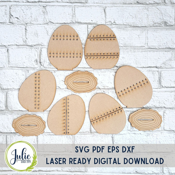 Julie Did It Studios Small Stitched Easter Egg Trio Shelf Sitters