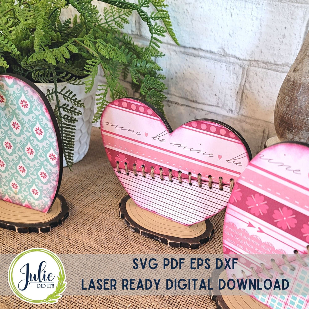 Julie Did It Studios Small Stitched Heart Trio Shelf Sitters