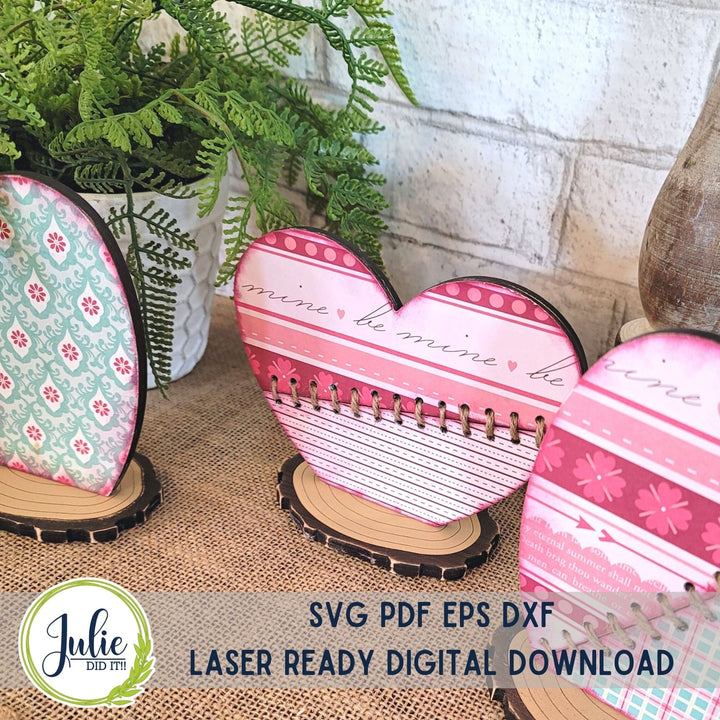 Julie Did It Studios Small Stitched Heart Trio Shelf Sitters