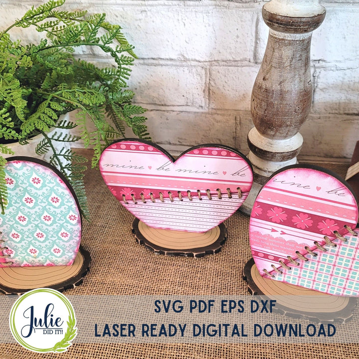Julie Did It Studios Small Stitched Heart Trio Shelf Sitters