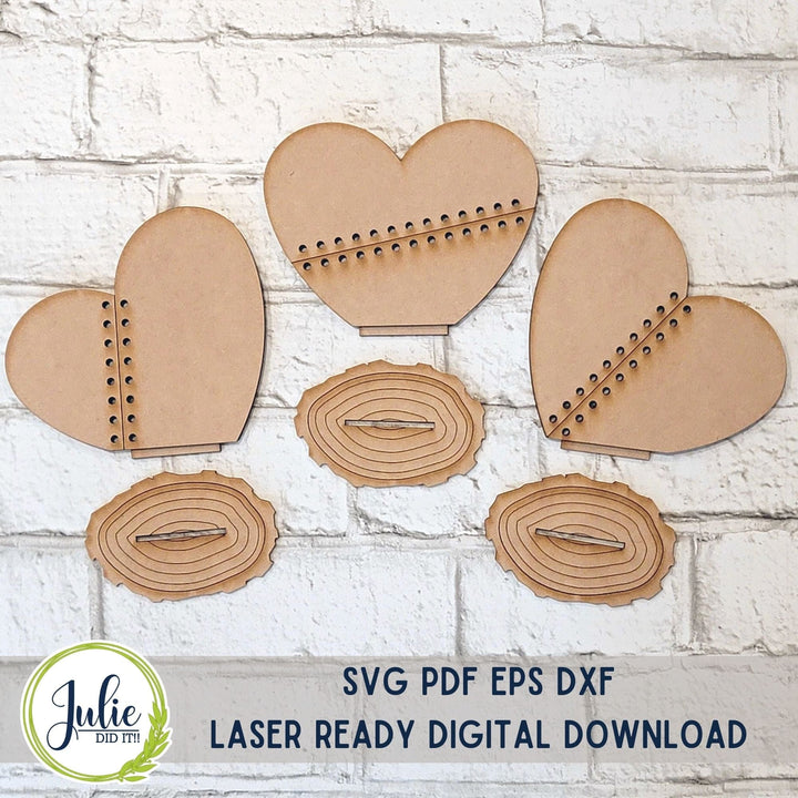 Julie Did It Studios Small Stitched Heart Trio Shelf Sitters