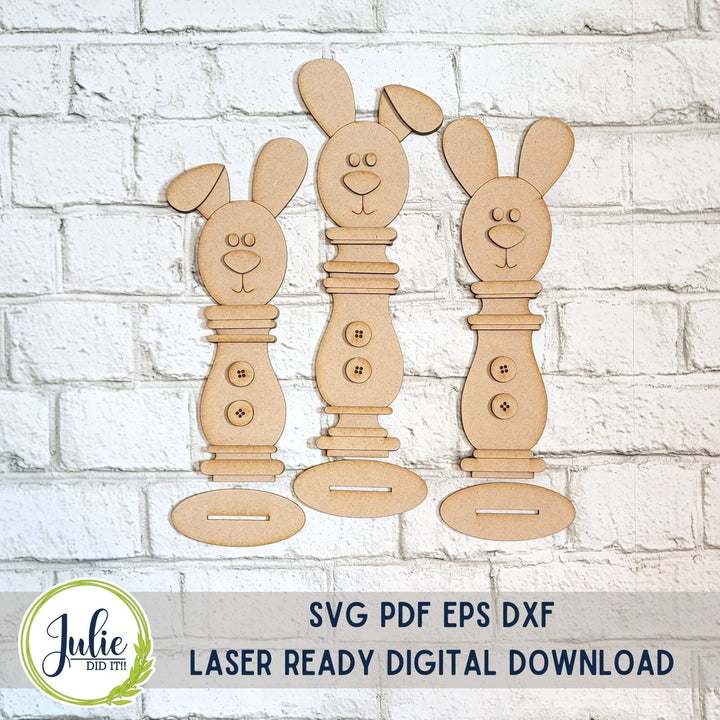 Julie Did It Studios Spindle Bunny Trio Shelf Sitters