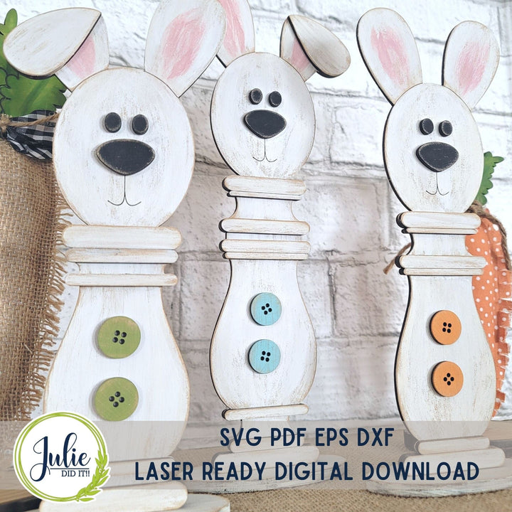 Julie Did It Studios Spindle Bunny Trio Shelf Sitters